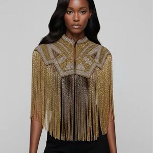 Gold and Silver Beaded Fringe Cape
